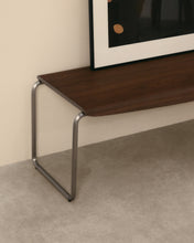 Load image into Gallery viewer, Tarsel bench in walnut veneer with brushed stainless steel structure 142cm - image 6