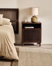 Load image into Gallery viewer, Beyla bedside table in ash veneer and solid ash wood with walnut finish 53 x 62.5cm FSC 100% - image 5