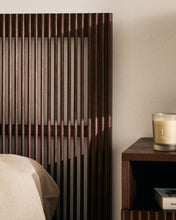 Load image into Gallery viewer, Beyla solid ash wood headboard with walnut finish for a bed up to 160 cm FSC 100% - image 3