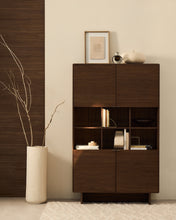 Load image into Gallery viewer, Norlen 4-door tall sideboard in walnut veneer FSC Mix Credit 100 x 163cm - image 8
