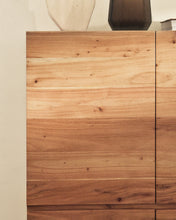 Load image into Gallery viewer, Uxue 4-door tall sideboard in solid acacia wood with bleached finish and black steel 100 x 155cm - image 6