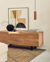 Load image into Gallery viewer, Uxue 3-door TV stand in solid acacia wood with bleached finish 150 x 58cm - image 5