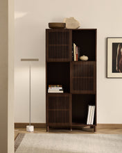 Load image into Gallery viewer, Beyla shelf unit in ash veneer and solid ash wood with walnut finish 84.5 x 170cm FSC 100% - image 5