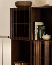 Load image into Gallery viewer, Beyla shelf unit in ash veneer and solid ash wood with walnut finish 84.5 x 170cm FSC 100% - image 6
