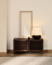 Load image into Gallery viewer, Beyla shoe cabinet with 2 doors in ash veneer and solid ash wood with walnut-tone finish 98.5 cm FSC 100% - image 5