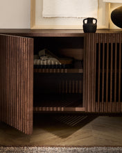 Load image into Gallery viewer, Beyla shoe cabinet with 2 doors in ash veneer and solid ash wood with walnut-tone finish 98.5 cm FSC 100% - image 6