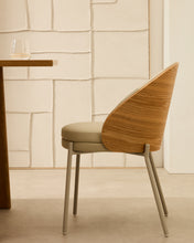 Load image into Gallery viewer, Eamy beige faux leather chair, ash veneer with natural finish and beige metal - image 10