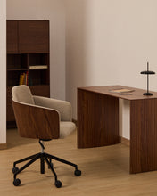 Load image into Gallery viewer, Madai desk chair in brown chenille and ash veneer with walnut finish FSC Mix Credit - image 5