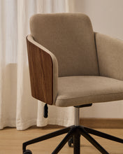 Load image into Gallery viewer, Madai desk chair in brown chenille and ash veneer with walnut finish FSC Mix Credit - image 6