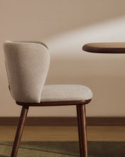 Load image into Gallery viewer, Ciselia beige chenille chair with solid ash wood legs with walnut-coloured finish FSC Mix Credit - image 6