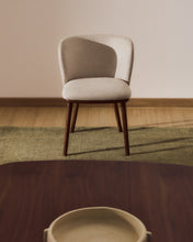 Load image into Gallery viewer, Ciselia beige chenille chair with solid ash wood legs with walnut-coloured finish FSC Mix Credit - image 5