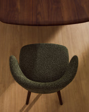 Load image into Gallery viewer, Ciselia dark green thick chenille chair with solid ash wood legs with walnut-coloured finish FSC Mix Credit - image 6
