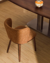 Load image into Gallery viewer, Ciselia terracotta thick chenille chair with solid ash wood legs with walnut-coloured finish FSC Mix Credit - image 5