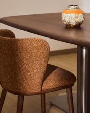 Load image into Gallery viewer, Ciselia terracotta thick chenille chair with solid ash wood legs with walnut-coloured finish FSC Mix Credit - image 6