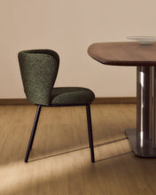 Load image into Gallery viewer, Ciselia dark green thick chenille chair with black finish steel legs FSC Mix Credit - image 5