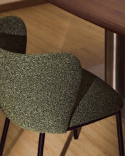 Load image into Gallery viewer, Ciselia dark green thick chenille chair with black finish steel legs FSC Mix Credit - image 6