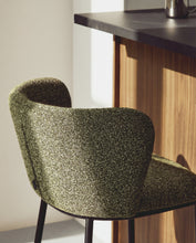 Load image into Gallery viewer, Ciselia dark green thick chenille stool with black finish steel legs FSC Mix Credit 65cm - image 6