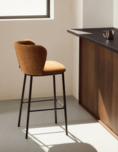 Load image into Gallery viewer, Ciselia terracotta thick chenille stool with black finish steel legs FSC Mix Credit 75cm - image 5