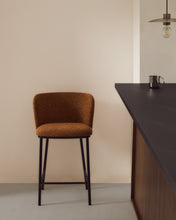 Load image into Gallery viewer, Ciselia terracotta thick chenille stool with black finish steel legs FSC Mix Credit 65cm - image 5