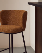 Load image into Gallery viewer, Ciselia terracotta thick chenille stool with black finish steel legs FSC Mix Credit 65cm - image 6