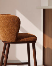 Load image into Gallery viewer, Ciselia terracotta thick chenille stool with solid ash wood legs with walnut-coloured finish FSC Mix Credit 65cm - image 6