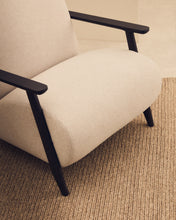 Load image into Gallery viewer, Meghan armchair in pearl chenille and with solid beech wood in a wenge finish FSC Mix Credit - image 10