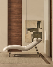 Load image into Gallery viewer, Osla chaise longue in beige chenille with brushed stainless steel legs FSC 100% 175 cm - image 5