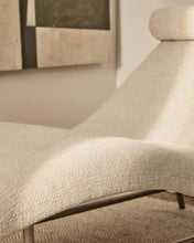 Load image into Gallery viewer, Osla chaise longue in beige chenille with brushed stainless steel legs FSC 100% 175 cm - image 6