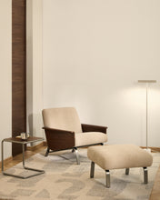 Load image into Gallery viewer, Amsen light brown armchair in walnut plywood with legs in brushed stainless steel - image 9
