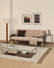 Load image into Gallery viewer, Amsen light brown 3-seater sofa in walnut plywood with brushed stainless steel legs 205cm - image 5