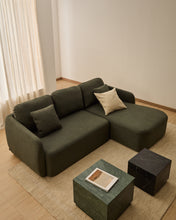 Load image into Gallery viewer, Laira 3-seater sofa bed with right chaise longue in dark green chenille 246cm FSC Mix Credit - image 7