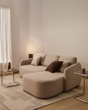 Load image into Gallery viewer, Laira 3-seater sofa bed with right chaise longue in beige chenille 246cm FSC Mix Credit - image 7
