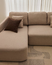 Load image into Gallery viewer, Laira 3-seater sofa bed with left chaise longue in beige chenille 246cm FSC Mix Credit - image 6