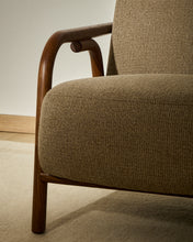 Load image into Gallery viewer, Sylo armchair in taupe chenille and solid ash wood with walnut-coloured finish FSC 100% - image 10