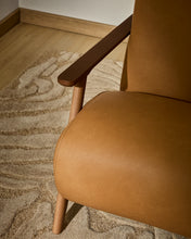 Load image into Gallery viewer, Meghan armchair in brown leather and solid ash wood with walnut-coloured finish FSC Mix Credit - image 9