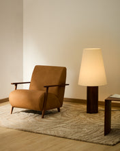 Load image into Gallery viewer, Meghan armchair in brown leather and solid ash wood with walnut-coloured finish FSC Mix Credit - image 8