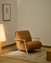 Load image into Gallery viewer, Meghan armchair in brown leather and solid ash wood with natural-coloured finish FSC Mix Credit - image 5