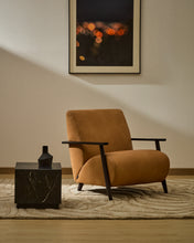 Load image into Gallery viewer, Meghan armchair in brown leather and solid ash wood with wenge-coloured finish FSC Mix Credit - image 5