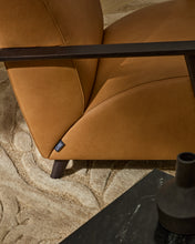 Load image into Gallery viewer, Meghan armchair in brown leather and solid ash wood with wenge-coloured finish FSC Mix Credit - image 6