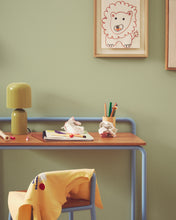 Load image into Gallery viewer, Tinn ash veneer desk with a blue metal structure, 82 x 45 cm - image 7
