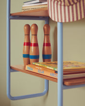 Load image into Gallery viewer, Tinn ash veneer shelf with a blue metal structure, 70 x 60 cm - image 6