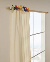 Load image into Gallery viewer, Zelda white 100% cotton curtain with multicoloured ties 135 x 270cm - image 2