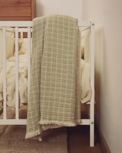 Load image into Gallery viewer, Tivaro 100% cotton jacquard blanket in light green check, double-sided 130 x 170 cm - image 4