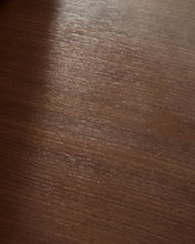 Load image into Gallery viewer, Melvar table made from walnut veneer and legs with brushed stainless steel base 121 x 121cm - image 5