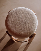 Load image into Gallery viewer, Granite stool made of beige chenille and solid ash wood with natural tone finish FSC 100% 75cm - image 6