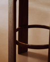 Load image into Gallery viewer, Granite stool in brown chenille and solid ash wood with walnut-coloured finish FSC 100% 75cm - image 6