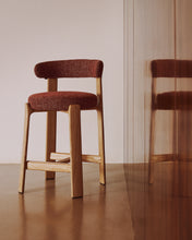 Load image into Gallery viewer, Granite stool in terracotta chenille and solid ash wood with natural tone finish FSC 100% 65cm - image 5