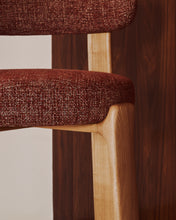 Load image into Gallery viewer, Granite stool in terracotta chenille and solid ash wood with natural tone finish FSC 100% 65cm - image 6