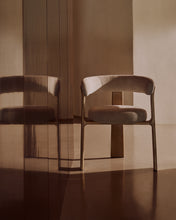Load image into Gallery viewer, Granite 3-legged chair in beige chenille and solid ash wood in a natural tone finish FSC 100% - image 5
