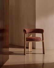 Load image into Gallery viewer, Granite 3-legged chair terracotta chenille and solid ash wood in a natural tone finish FSC 100% - image 9